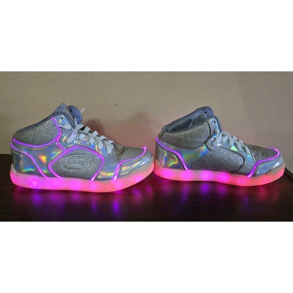 Skechers Energy Lights Ultra Glitzy Glow Girls Sneakers Silver Size 13.5 Works!